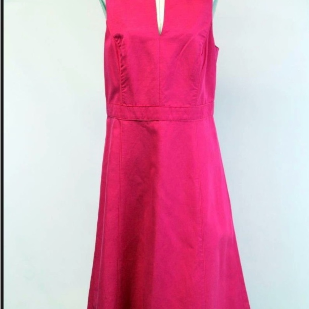 Ann Taylor Pink A-line Midi Dress Plunge Neckline